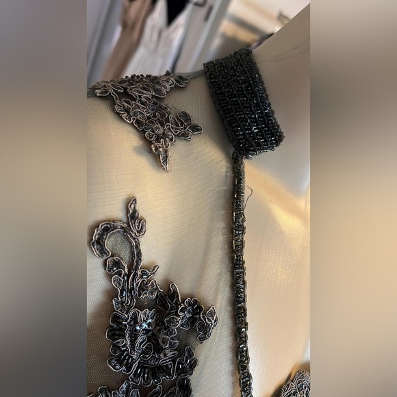 Embroidered Mesh Long Dress - Gray - Picture 11 of 16